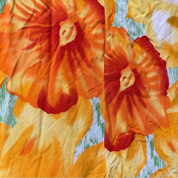 Carolina Colours Orange Floral Tropical Sleeveless Collared Midi Dress Size 22W - Picture 13 of 16